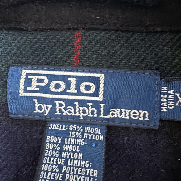 Ralph Lauren Black Wool Bomber Jacket with Red Logo - Picture 2 of 6